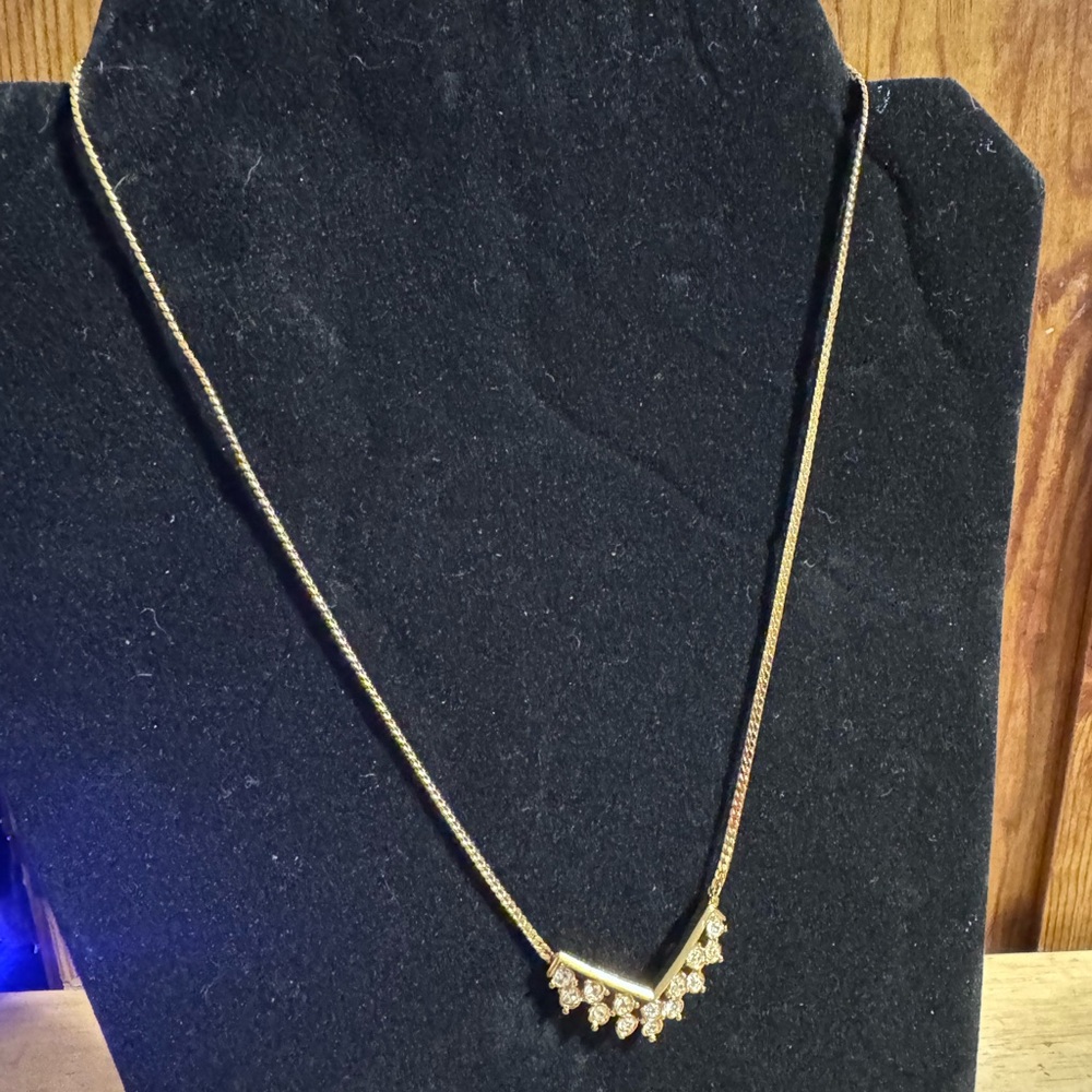 Statement Gold Tone Rhinestone Necklace - image 3